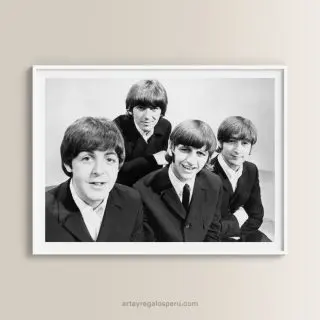 Cuadro con fotografía "The Beatles" en blanco y negro. Para sala y dormitorios