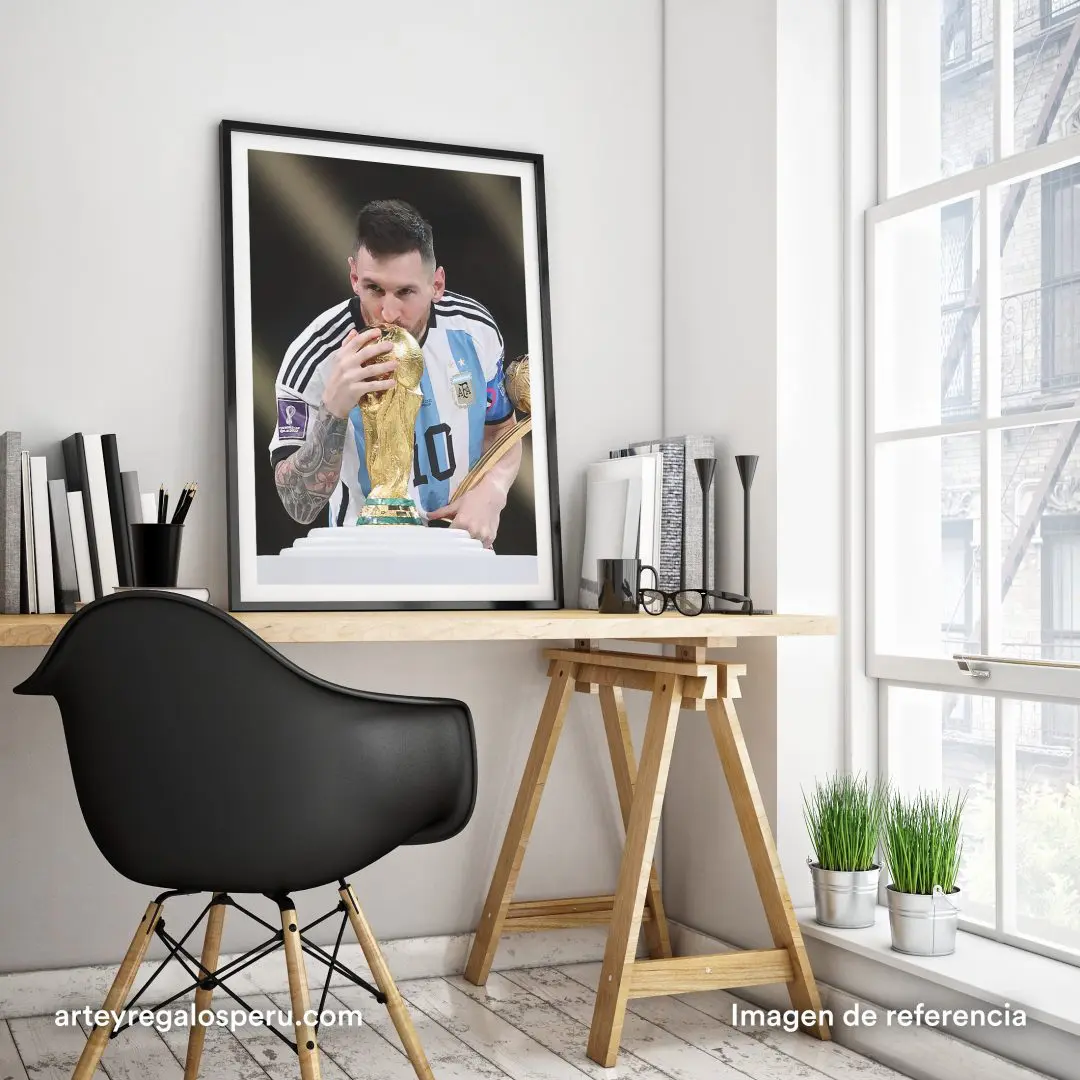 Cuadros de Lionel Messi con la Copa del Mundo para Sala y Dormitorios