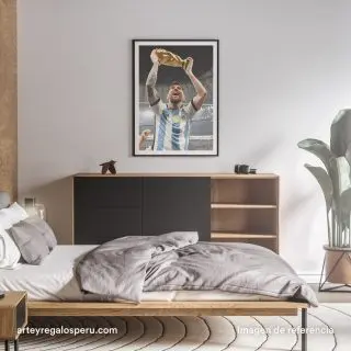 Cuadros de Lionel Messi con la Copa del Mundo para Sala y Dormitorios