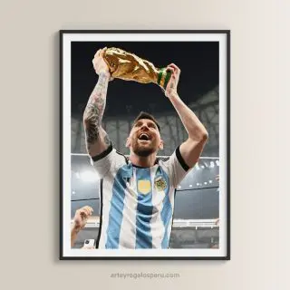 Cuadros de Lionel Messi con la Copa del Mundo para Sala y Dormitorios