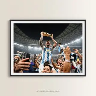 Cuadros de Lionel Messi con la Copa del Mundo para Sala y Dormitorios
