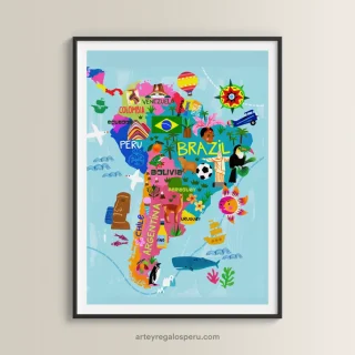 Cuadros con ilustraciones de Latinoamérica América Latina en Lima, Perú | Envío GRATIS