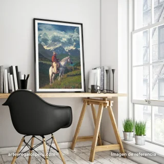 Cuadro decorativo con paisaje de montaña y caballos en Lima, Perú | Envío GRATIS