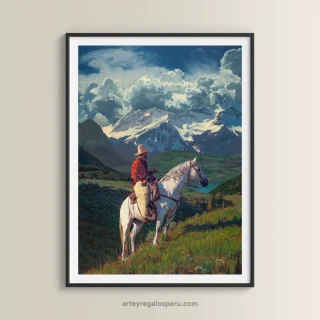 Cuadro decorativo con paisaje de montaña y caballos en Lima, Perú | Envío GRATIS